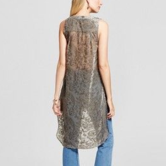 New KNOX ROSE Olive Velvet Burnout Tunic Top [E2] - Picture 8 of 8